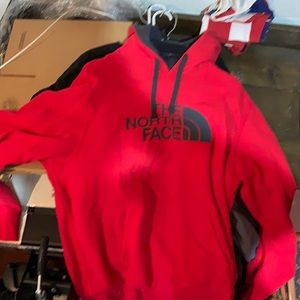 Red The North Face hoodie size large